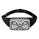 Black And White Maori Tribal Print Waist Bag