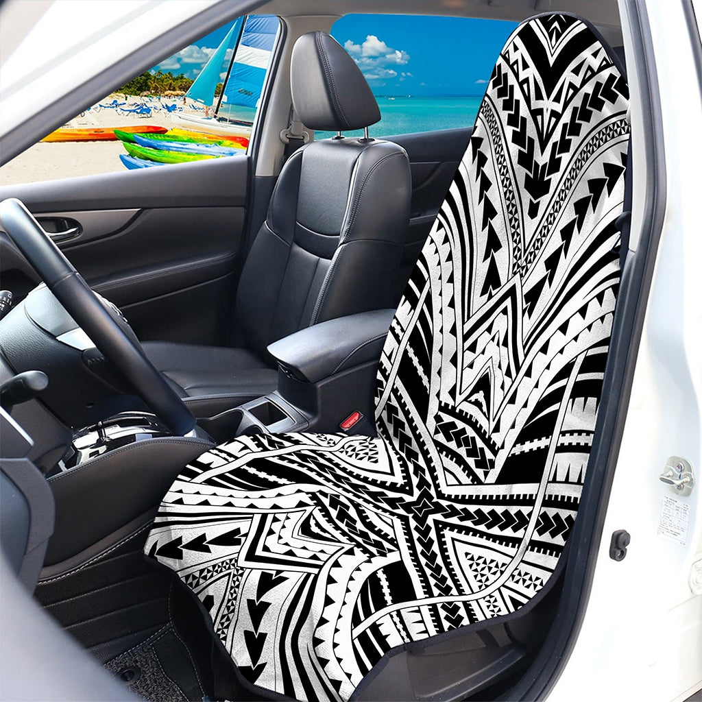 Black And White Maori Tribal Print Waterproof Car Seat Cover