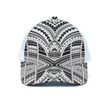 Black And White Maori Tribal Print White Mesh Trucker Hat