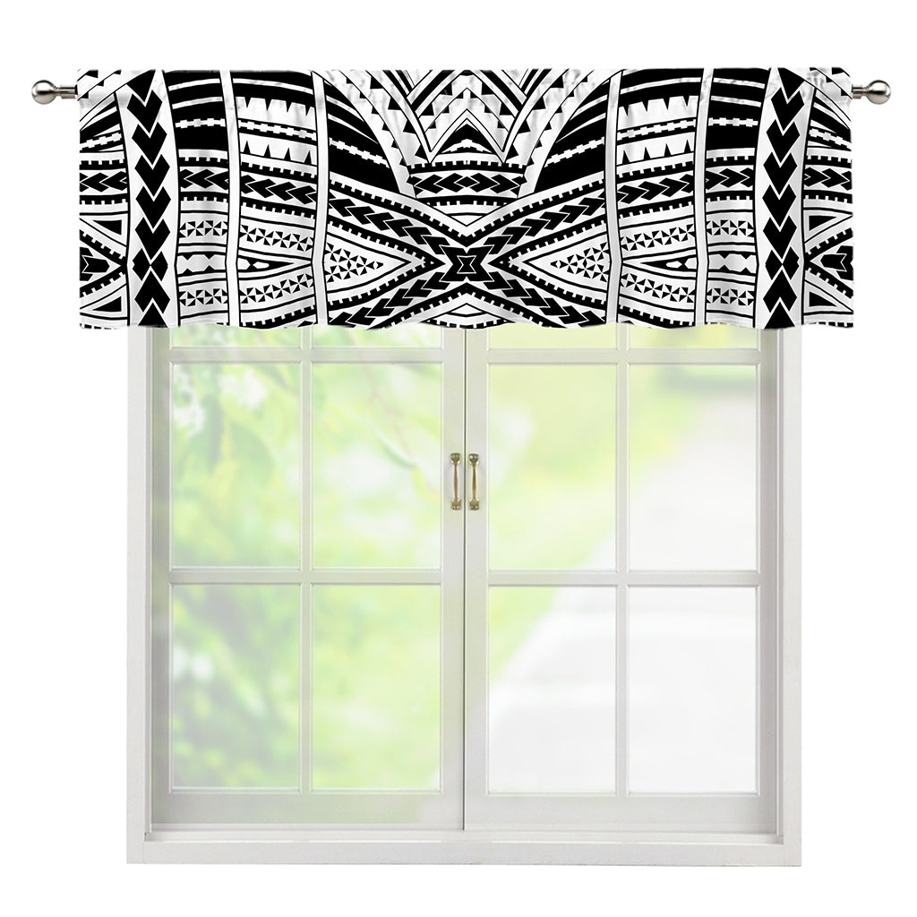 Black And White Maori Tribal Print Window Valance