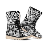 Black And White Maori Tribal Print Winter Boots