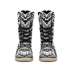 Black And White Maori Tribal Print Winter Boots