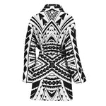 Black And White Maori Tribal Print Women's Bathrobe