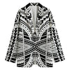 Black And White Maori Tribal Print Women's Blazer