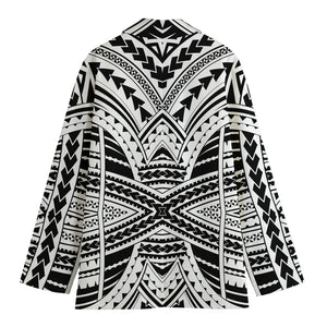 Black And White Maori Tribal Print Women's Blazer