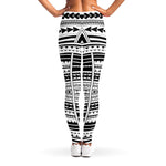 Black And White Maori Tribal Print Women's Leggings