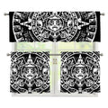 Black And White Maya Calendar Print 3 Piece Kitchen Curtains