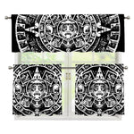 Black And White Maya Calendar Print 3 Piece Kitchen Curtains