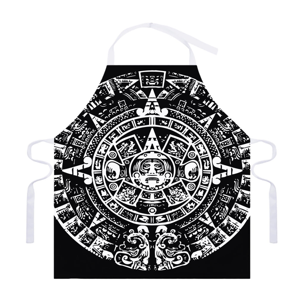 Black And White Maya Calendar Print Adjustable Apron