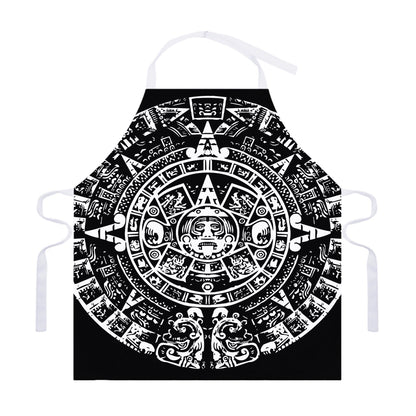 Black And White Maya Calendar Print Adjustable Apron