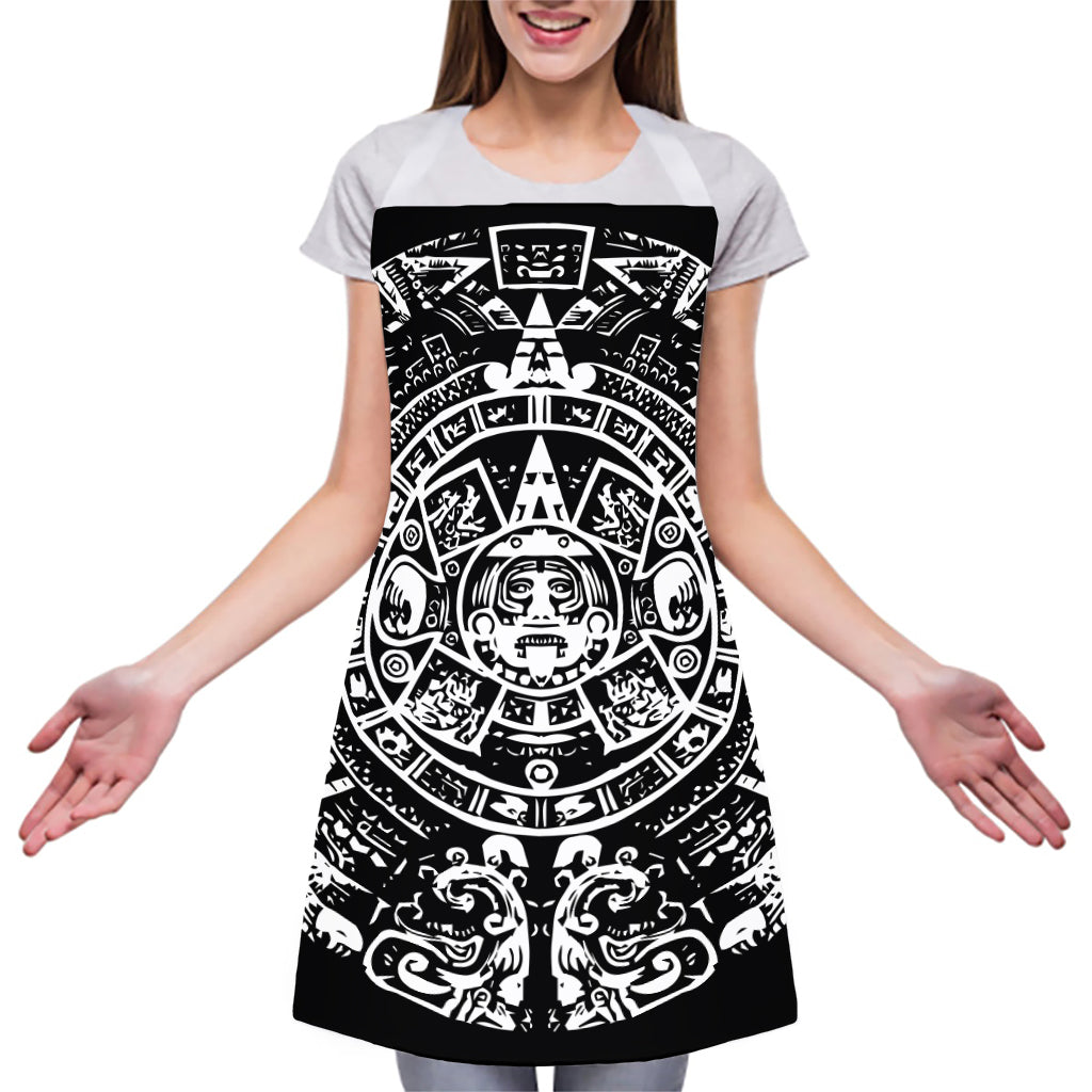 Black And White Maya Calendar Print Adjustable Apron