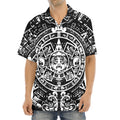 Black And White Maya Calendar Print Aloha Shirt