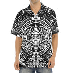 Black And White Maya Calendar Print Aloha Shirt