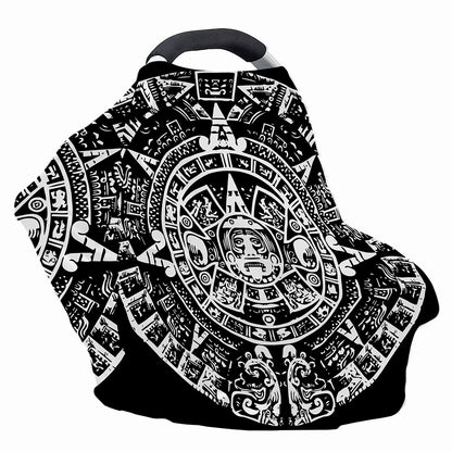 Black And White Maya Calendar Print Baby Seat Cover