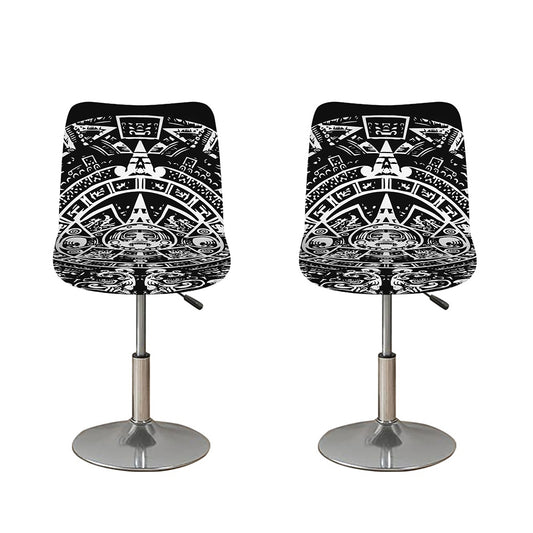 Black And White Maya Calendar Print Bar Stool Covers