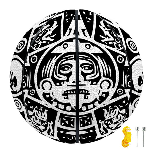 Black And White Maya Calendar Print Basketball