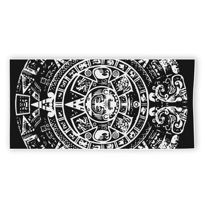 Black And White Maya Calendar Print Beach Towel