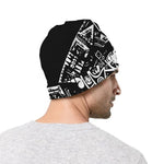Black And White Maya Calendar Print Beanie