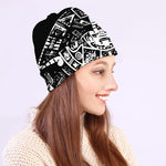 Black And White Maya Calendar Print Beanie