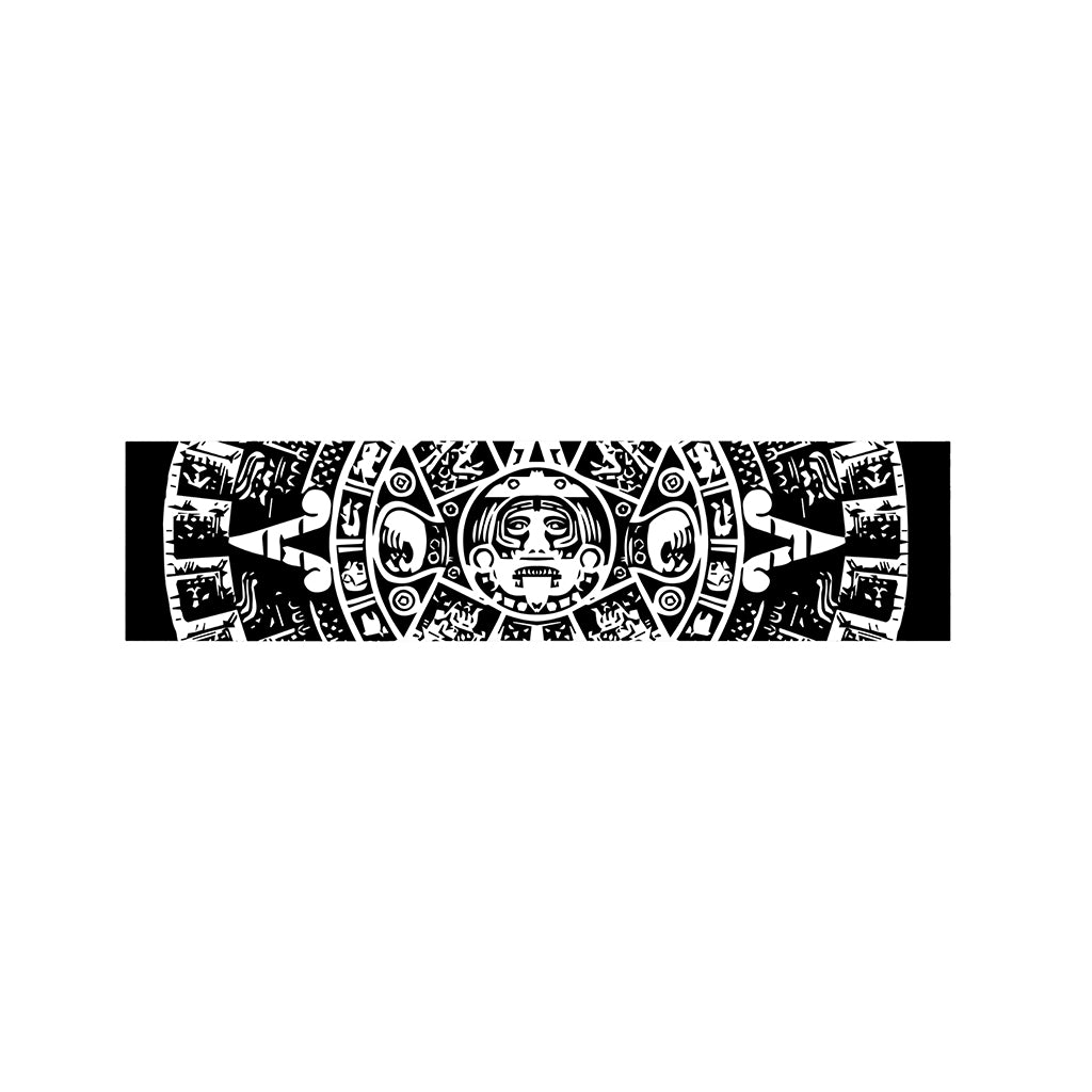 Black And White Maya Calendar Print Bed Runner