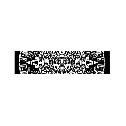 Black And White Maya Calendar Print Bed Runner