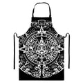 Black And White Maya Calendar Print Bib Apron With Pocket