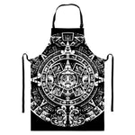 Black And White Maya Calendar Print Bib Apron With Pocket