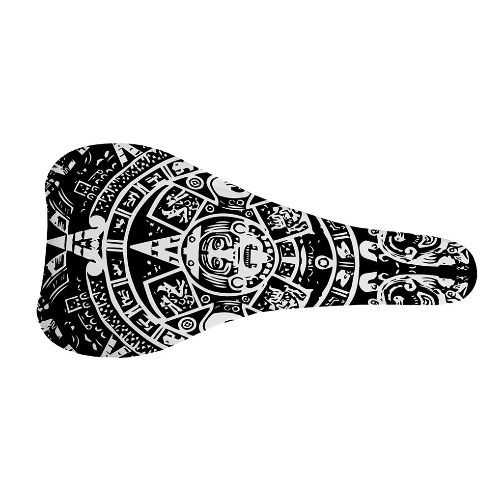 Black And White Maya Calendar Print Bicycle Seat Cover