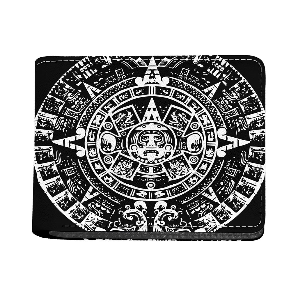 Black And White Maya Calendar Print Bifold Wallet
