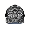 Black And White Maya Calendar Print Black Mesh Trucker Hat