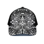 Black And White Maya Calendar Print Black Mesh Trucker Cap