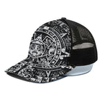Black And White Maya Calendar Print Black Mesh Trucker Cap