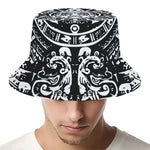 Black And White Maya Calendar Print Bucket Hat