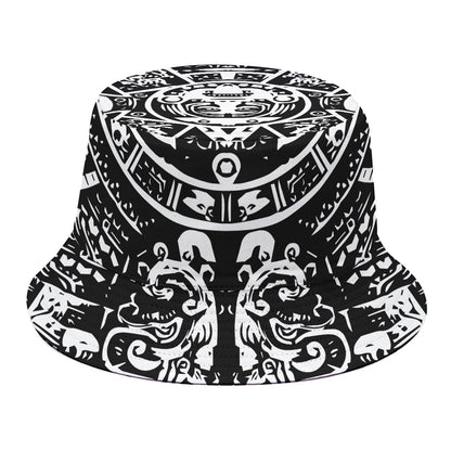 Black And White Maya Calendar Print Bucket Hat