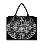 Black And White Maya Calendar Print Canvas Tote Bag