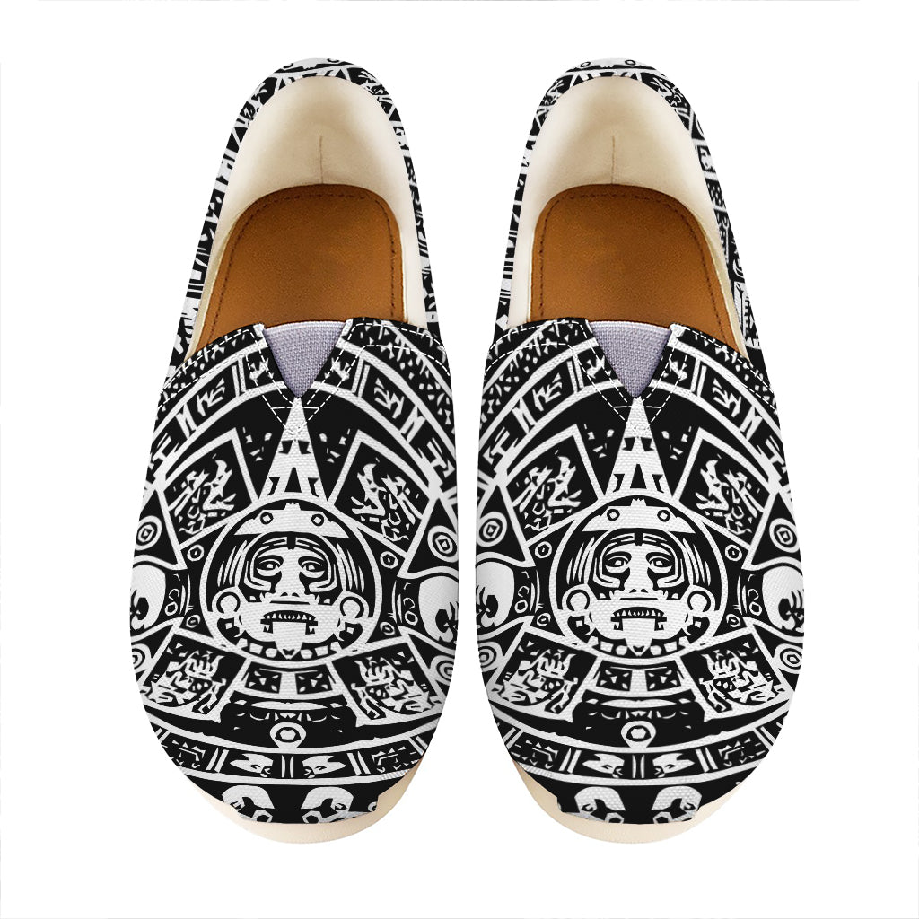 Black And White Maya Calendar Print Casual Shoes