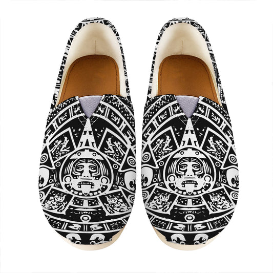 Black And White Maya Calendar Print Casual Shoes