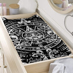 Black And White Maya Calendar Print Changing Pad Cover