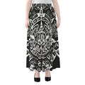 Black And White Maya Calendar Print Chiffon Maxi Skirt