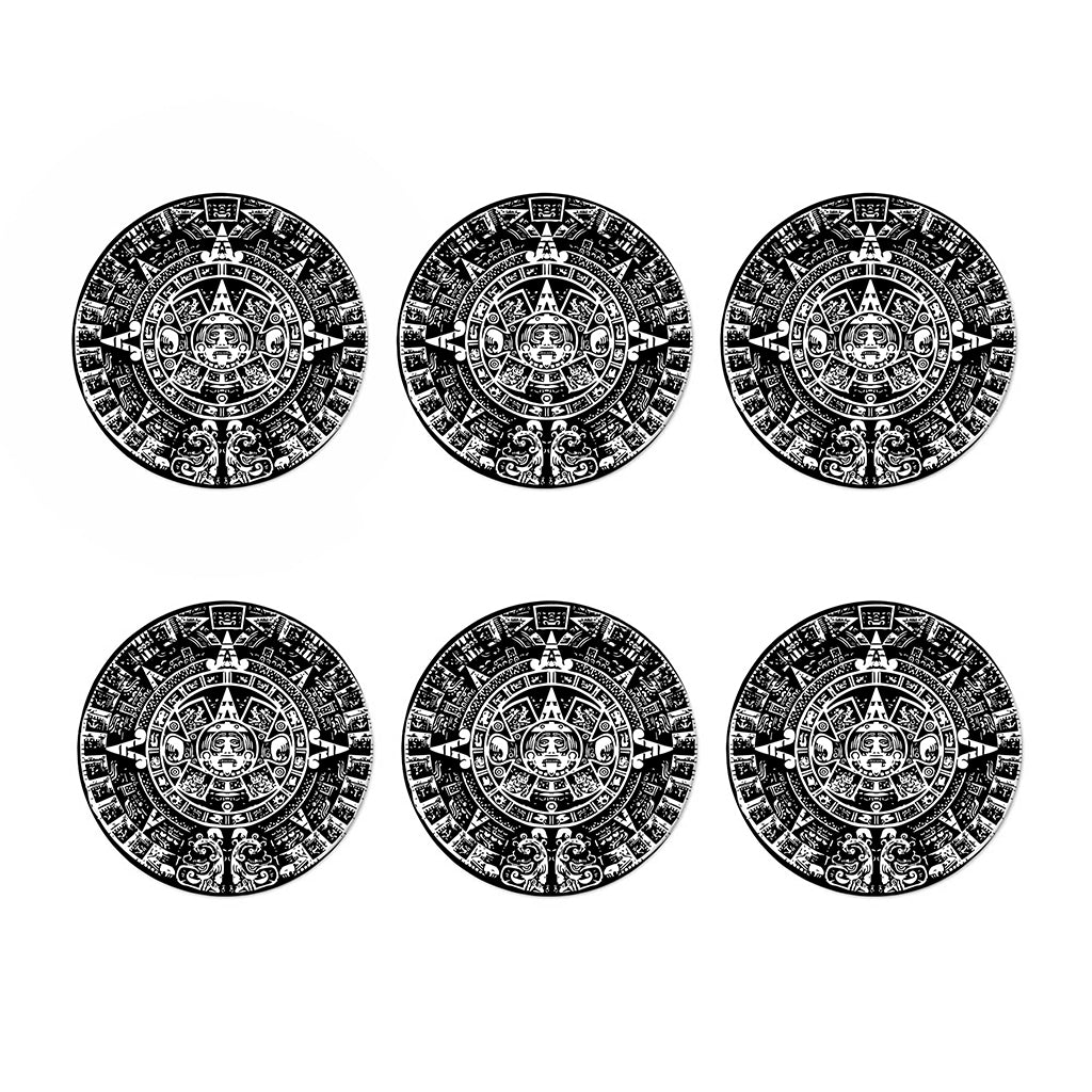 Black And White Maya Calendar Print Coaster Set