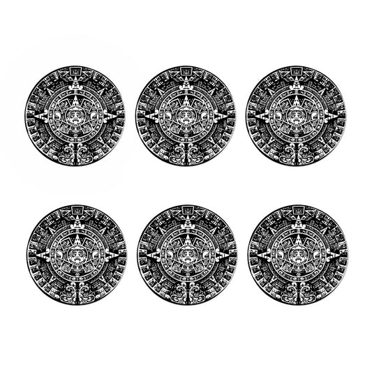 Black And White Maya Calendar Print Coaster Set