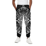 Black And White Maya Calendar Print Cotton Pants