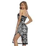 Black And White Maya Calendar Print Cross Back Cami Dress
