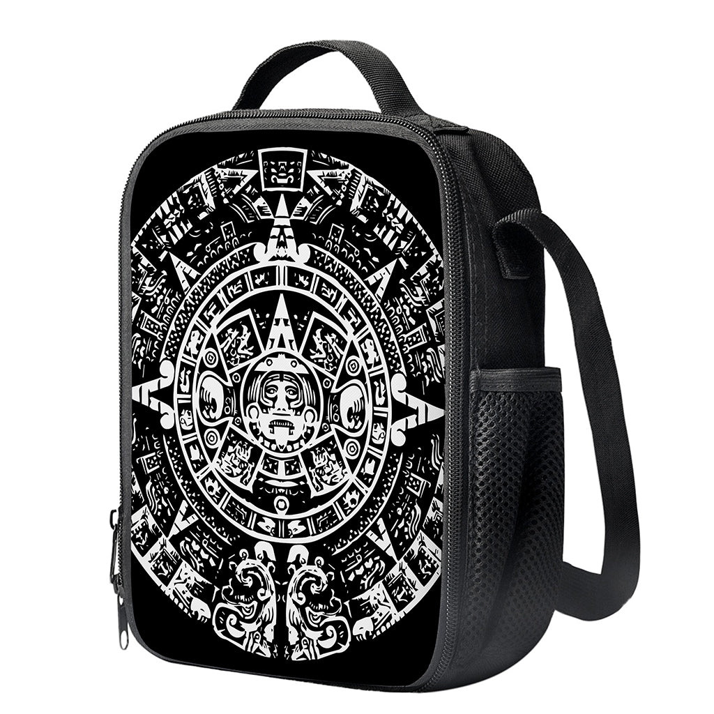 Black And White Maya Calendar Print Crossbody Lunch Bag