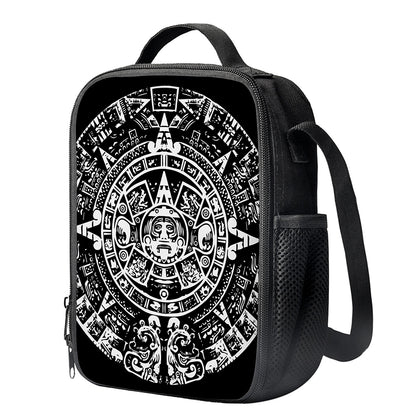 Black And White Maya Calendar Print Crossbody Lunch Bag