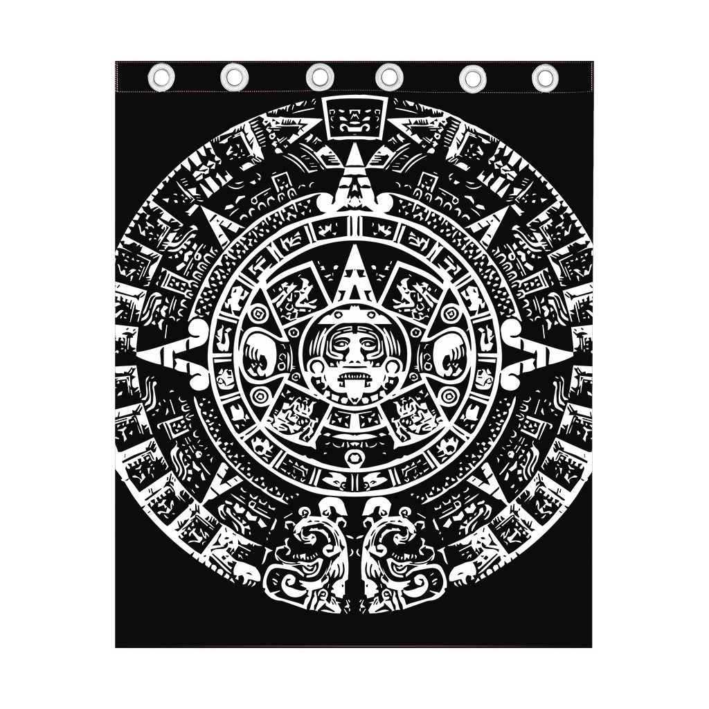 Black And White Maya Calendar Print Curtain