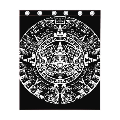 Black And White Maya Calendar Print Curtain