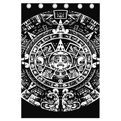 Black And White Maya Calendar Print Curtain