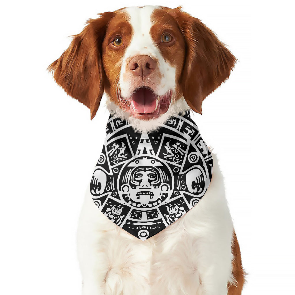 Black And White Maya Calendar Print Dog Bandana