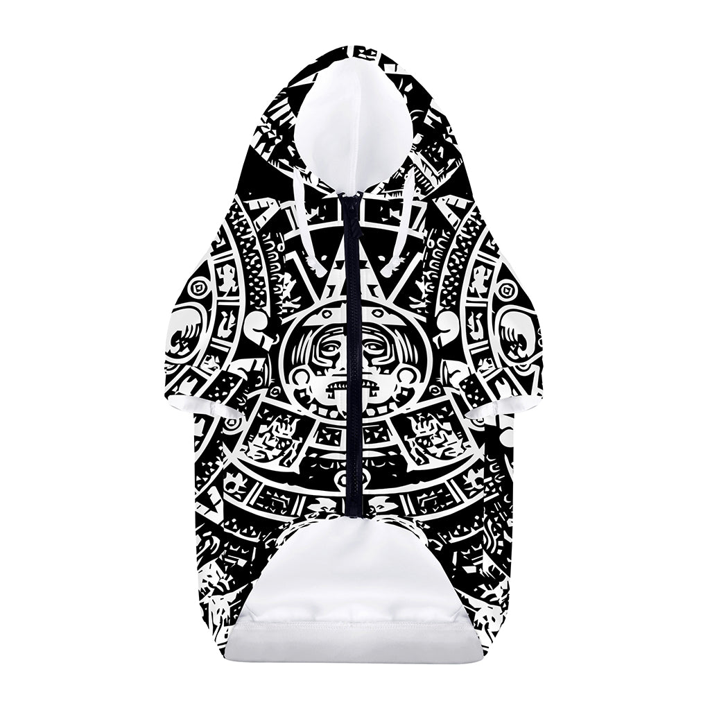 Black And White Maya Calendar Print Dog Zip Up Hoodie